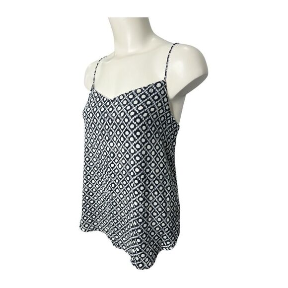 Ann Taylor‎ Loft Women's Navy Blue and White Chiffon Tank Top sz Small NEW - Picture 1 of 7